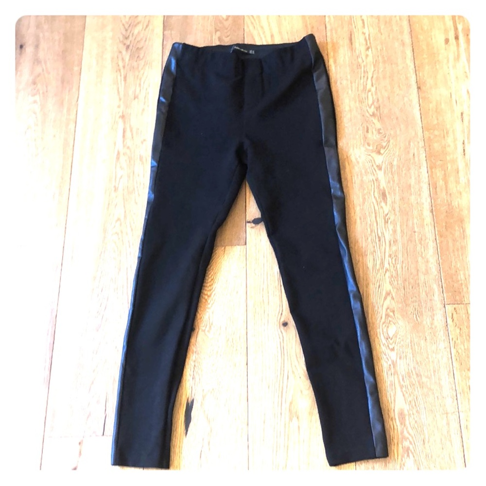 Zara Leatherette Trim Black Pants